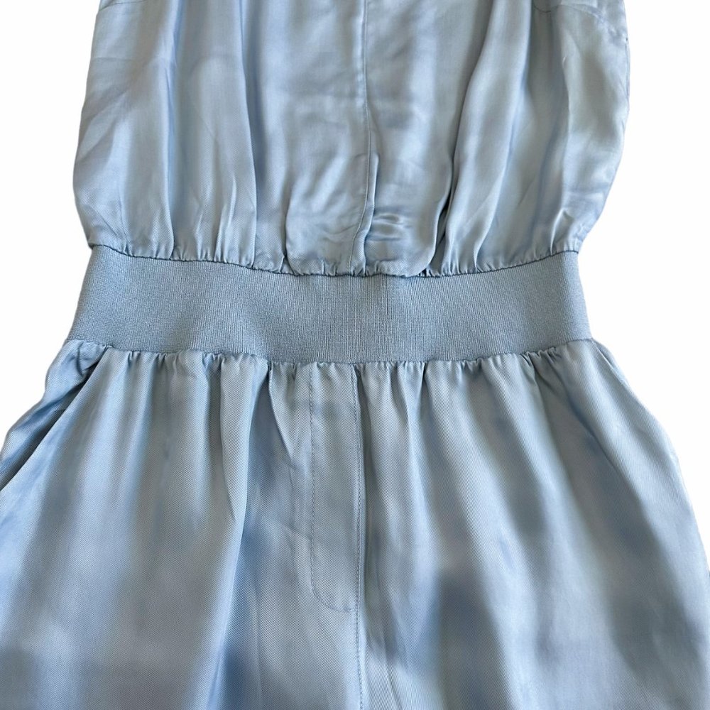 cinq à sept Light Blue Satin Jumpsuit - Picture 5 of 10